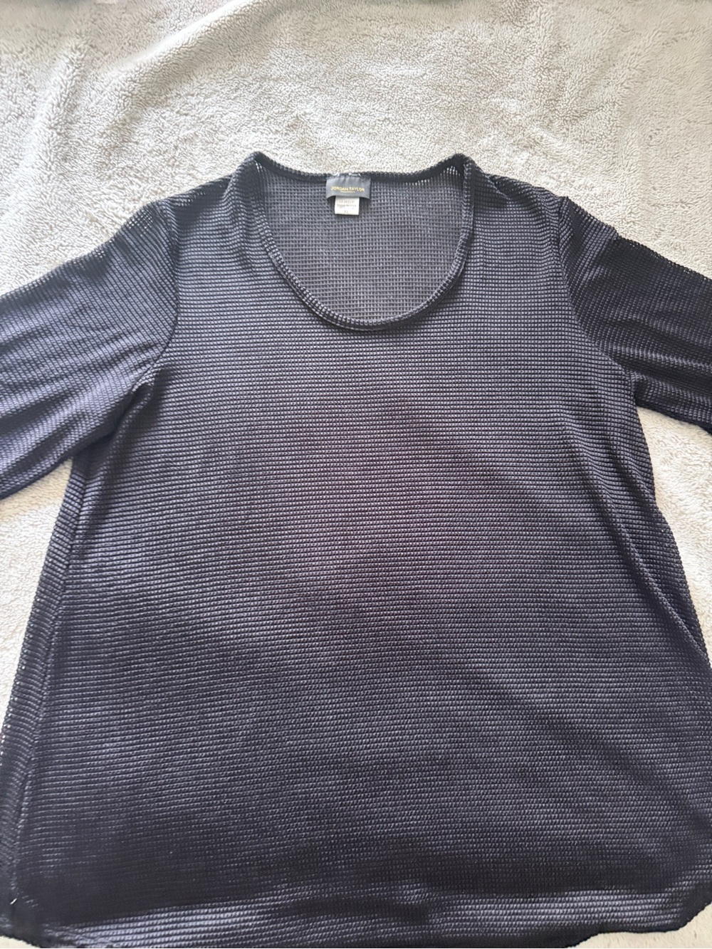 Jordan Taylor Women's Size XL Black Mesh Knit Tunic Top | 3/4 Sleeve Swim Cover-